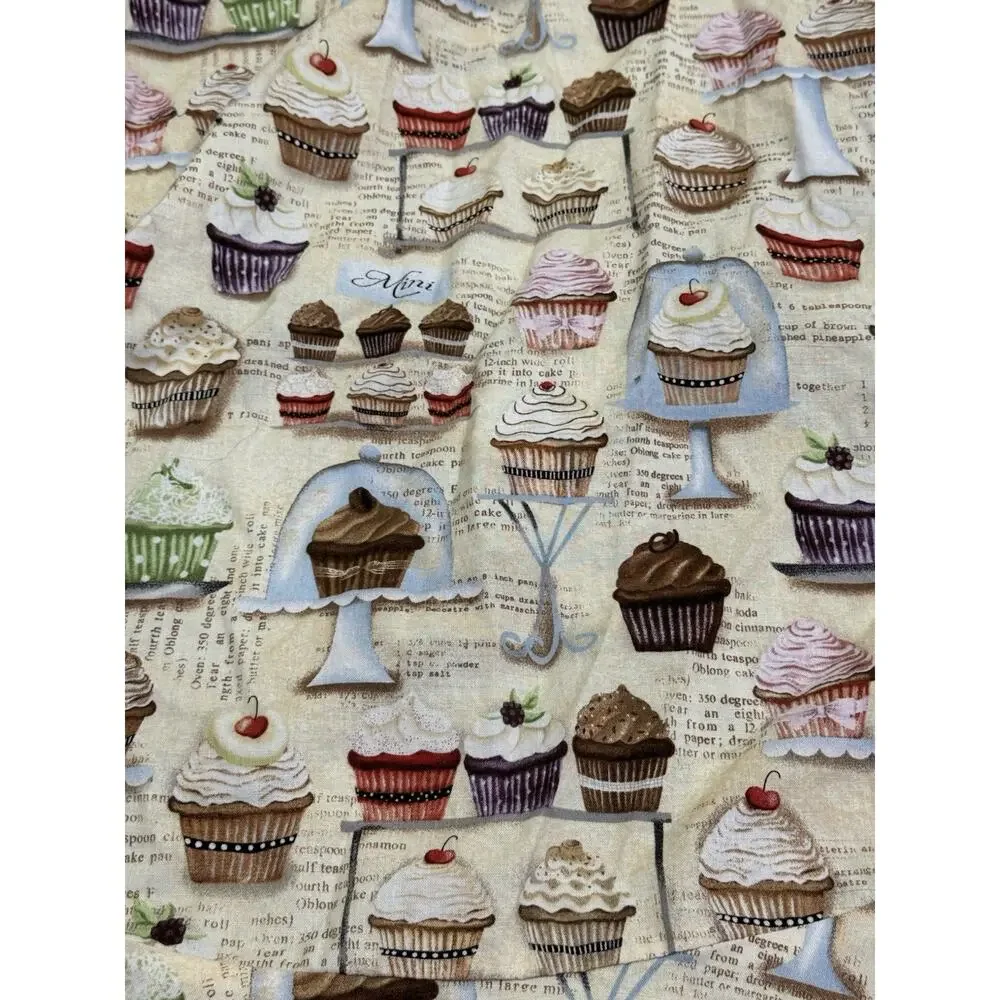 Vintage Handmade Full Cupcakes Bib Apron Retro Cotton Kitchen Apron Cottagecore